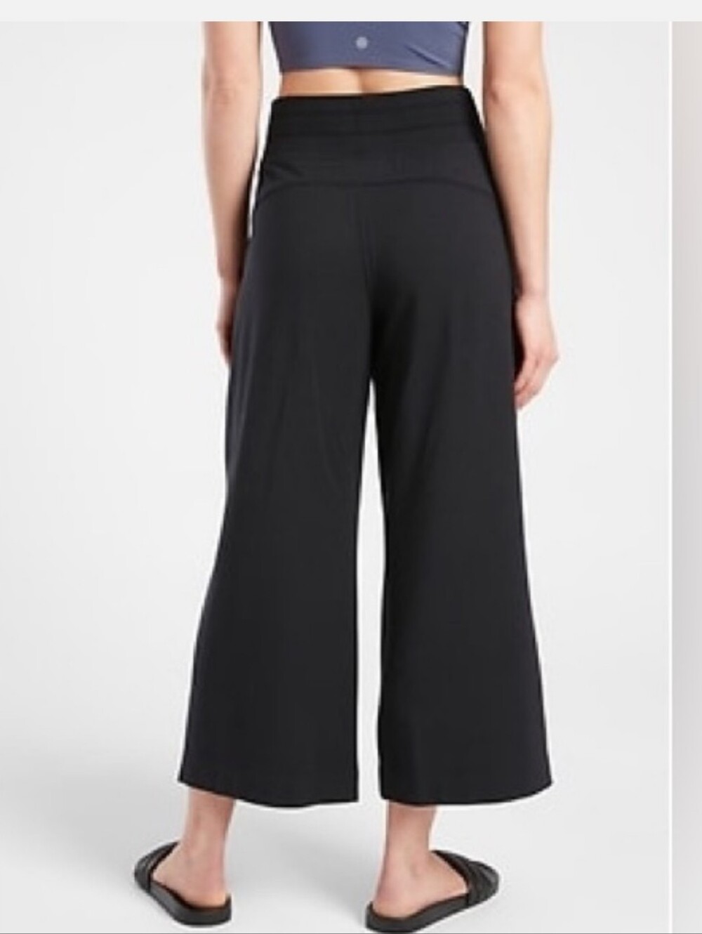 Athleta Black Wide Leg Crop Drawstring Travel Pants Sweatpants XL/Tall - Picture 2 of 16